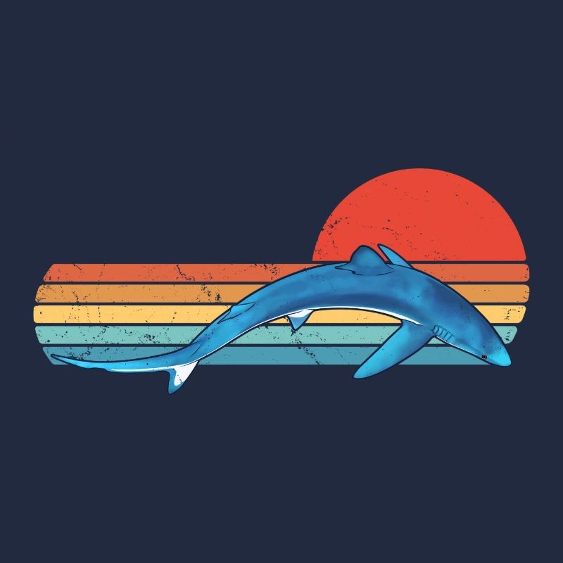 Bleu Requin Rétro Coucher de soleil