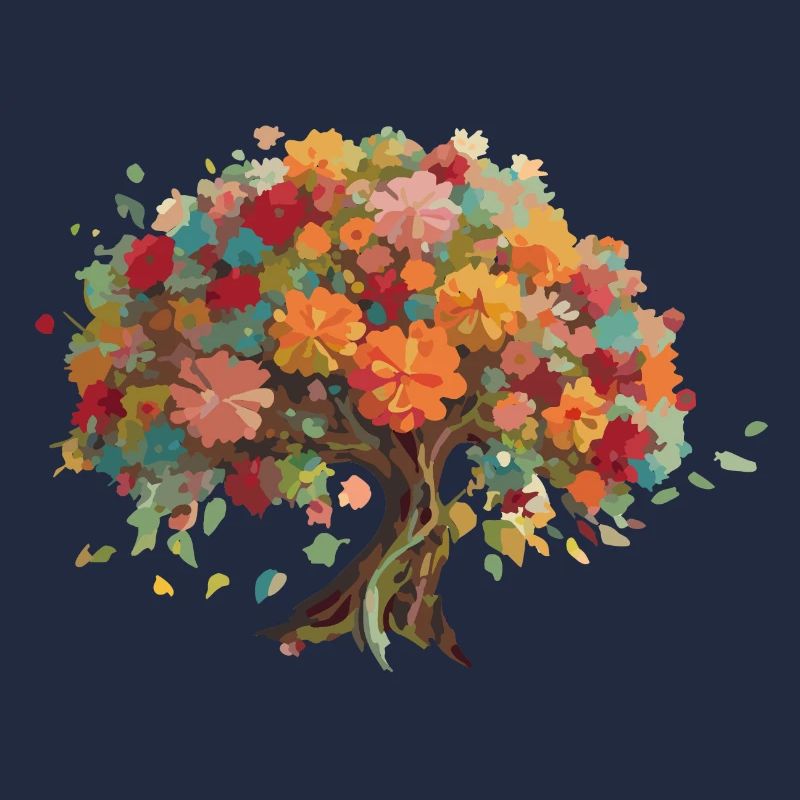 Baum-Bonsai bunt mit Laubblättern