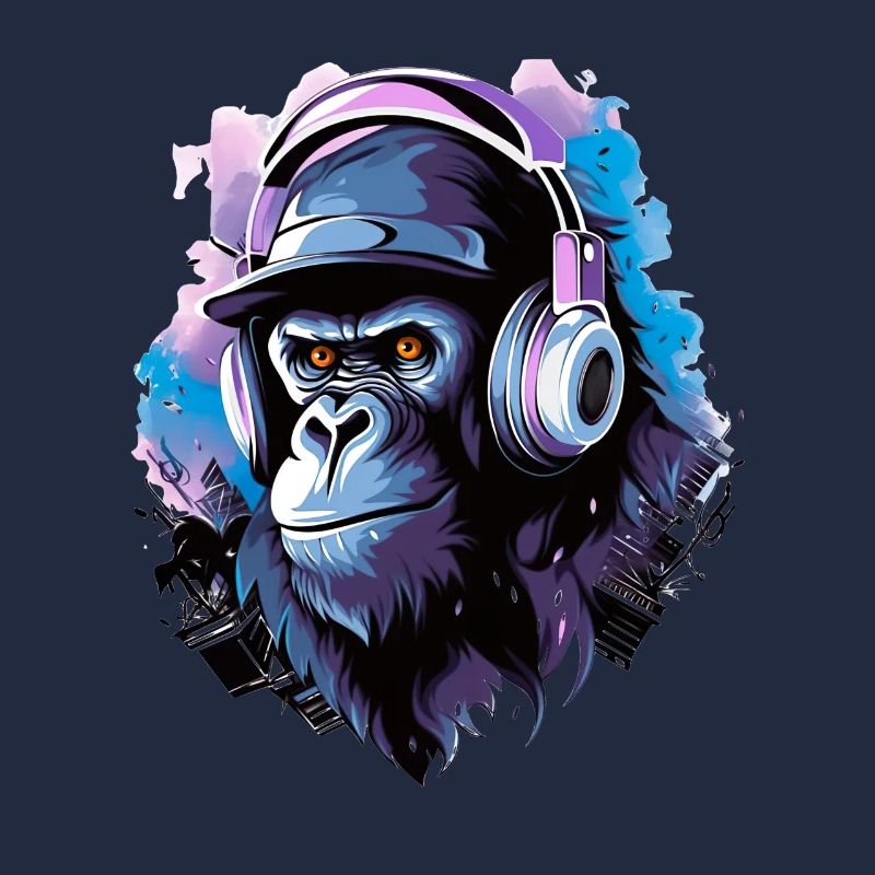 Gorilla Musik Kopfhörer Musik Affe
