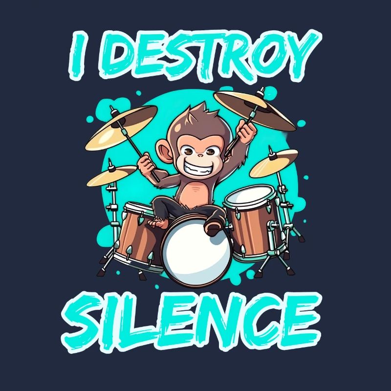 I Destroy Silence Affe Schlagzeug Trommeln