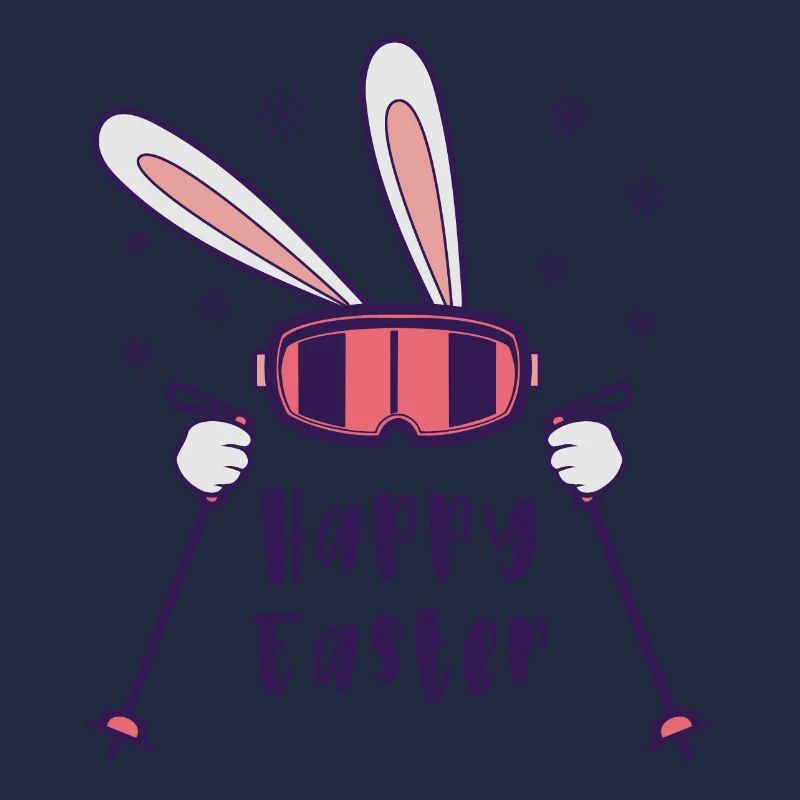 Joyeuses Pâques de la part du lapin de ski avec bâtons de ski