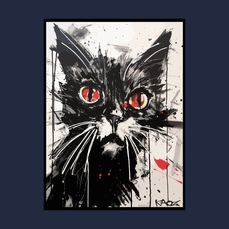 Dessin au crayon de couleur en papier carbone d’un chat