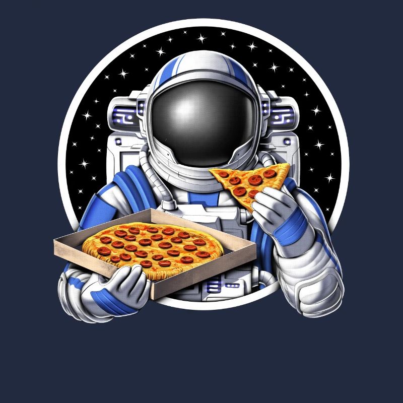astronaute de l’espace mangeant de la pizza