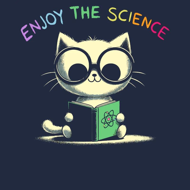 Profitez de la science. Chat d’école mignon.