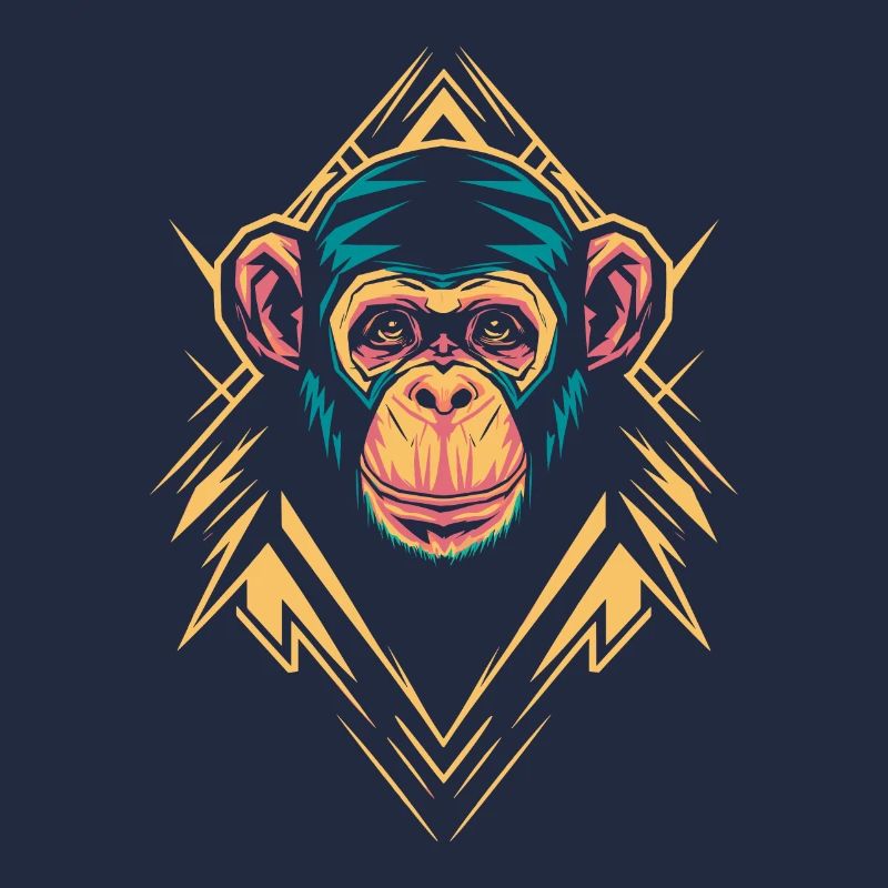 Monkey Head with Geometric Shapes