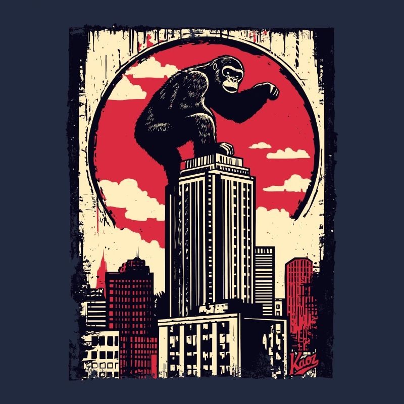 Funny chimpanzee climbs skyscraper