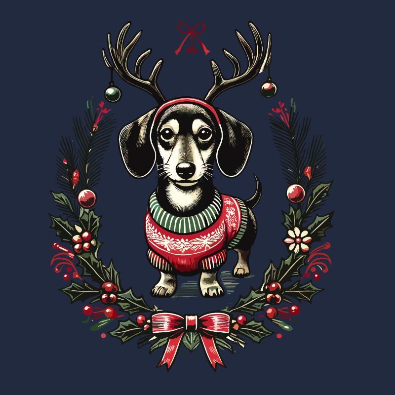 Fröhlicher Dackel Im Weihnachtspullover