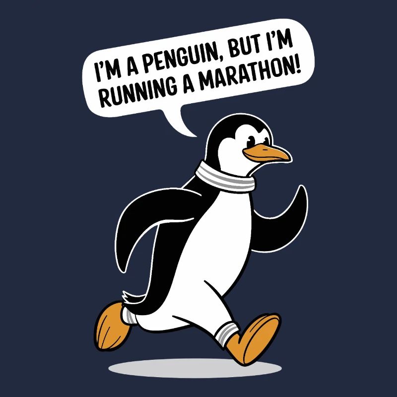 Penguin Marathon Runner Motif