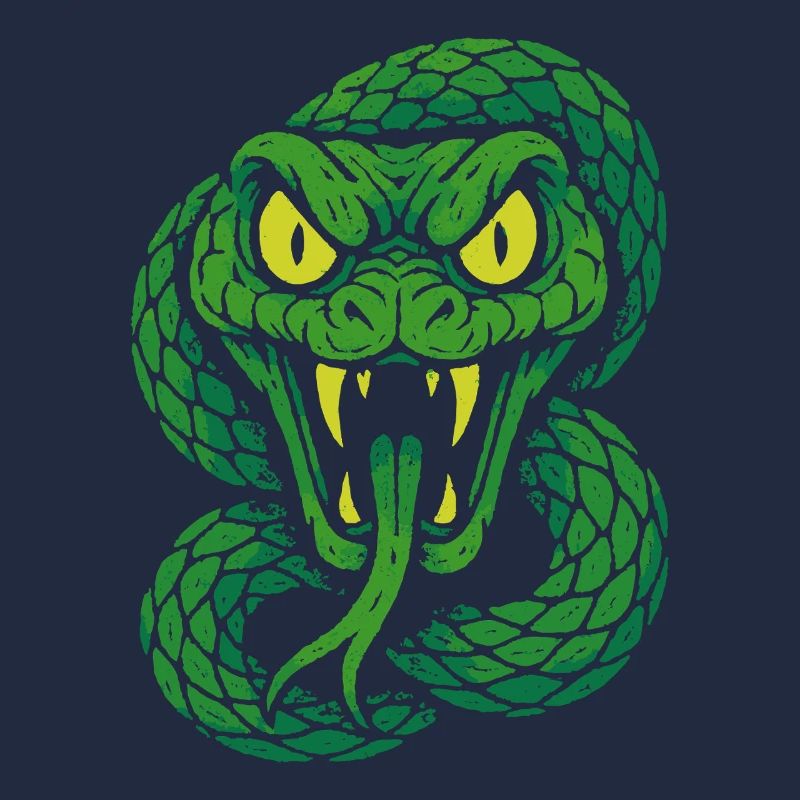 Angry poisonous snake in neon style
