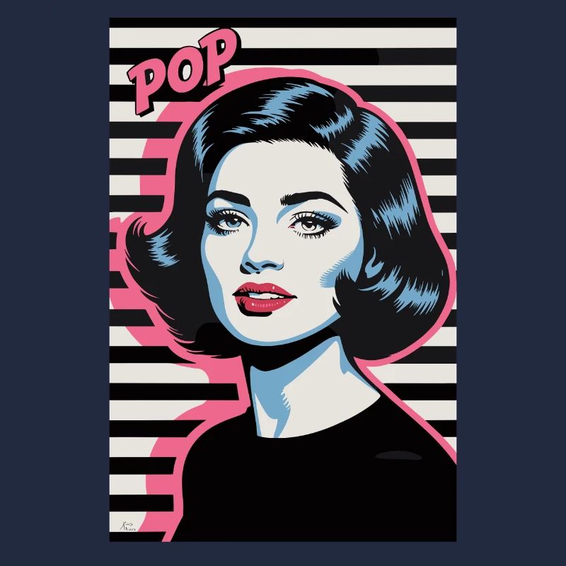 Pop Art Retro Face Woman Stylish Design
