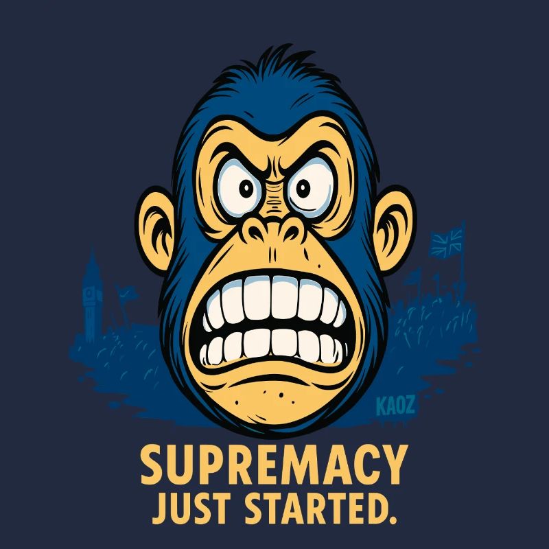 Angry monkey with crowd