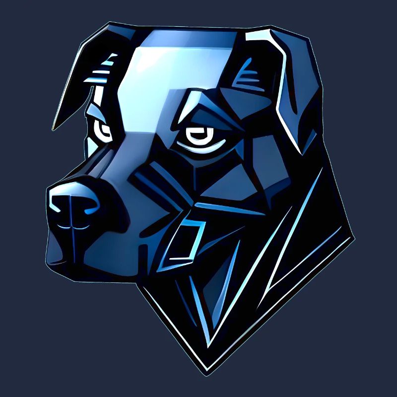 Hund Dobermann - Blaue Polygone