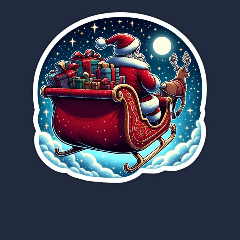 Weihnachtsmann im Schlitten mit einem Sack voller Geschenke
