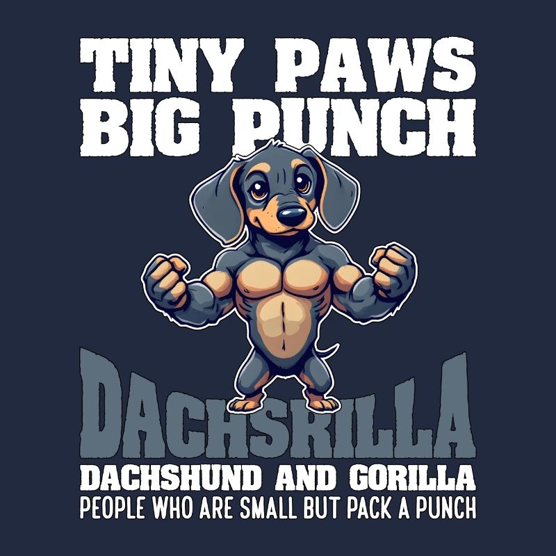 TINY PAWS BIG PUNCH - DACHSHUND AND GORILLA