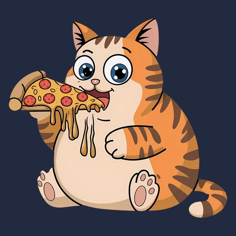 Drôle de chat potelé mangeant de la pizza restauration rapide