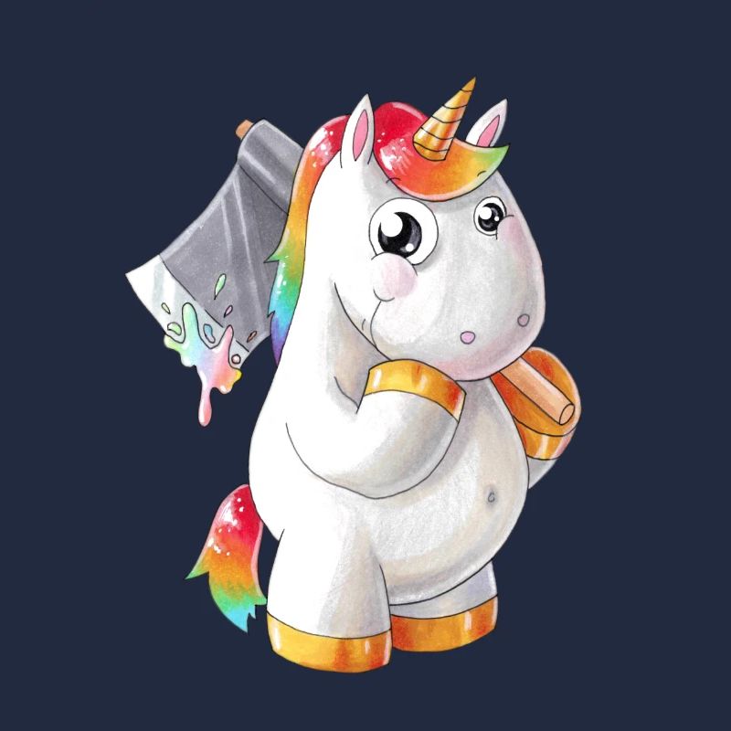 Comic Einhorn mit Axt