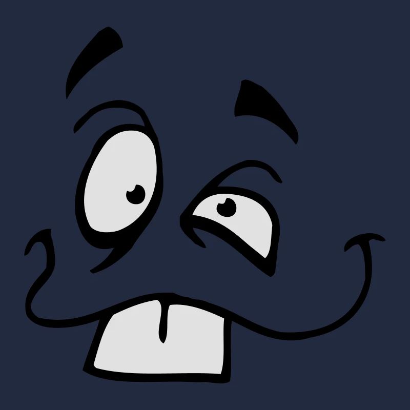 Smiling comic face with big bunny teeth