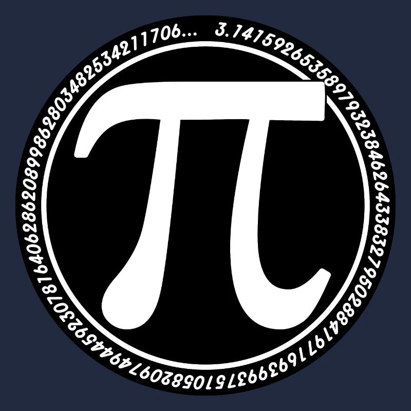 Rundes Pi-Symbol Weiß auf Schwarz mod long Pi Griechisch