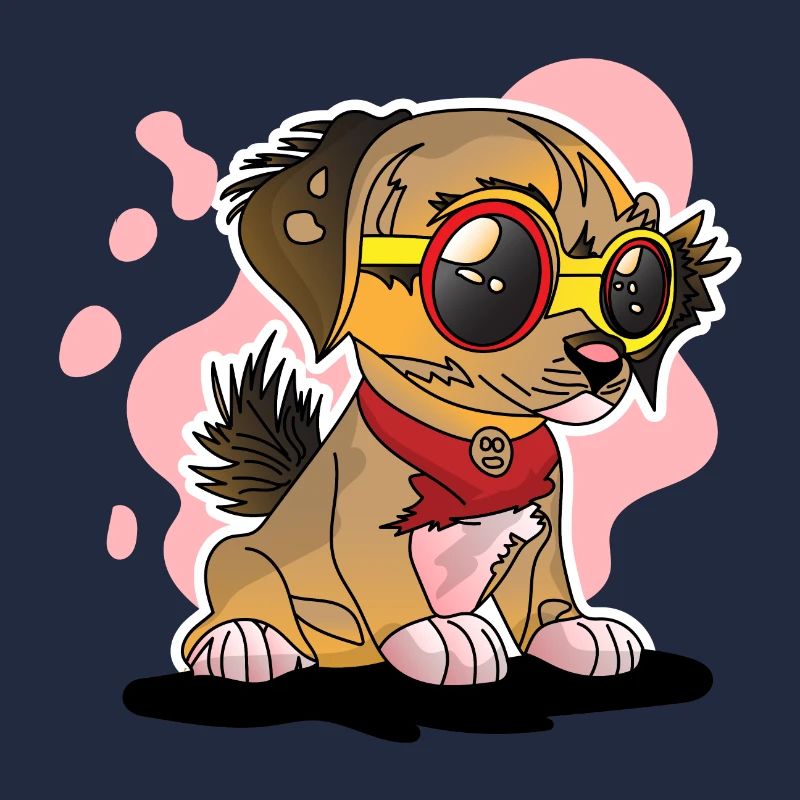 Niedlicher Welpe sitzt mit ernstem Gesicht Mode Hund