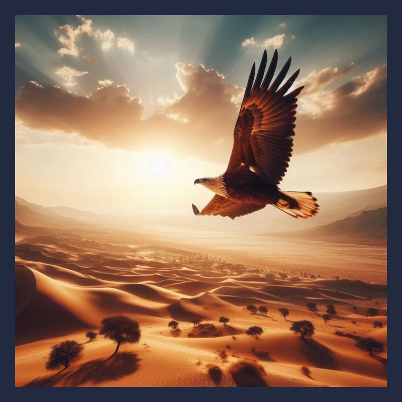 A majestic eagle soaring above the desert A