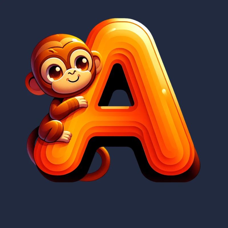Fröhlicher Affe mit leuchtendem Buchstaben A