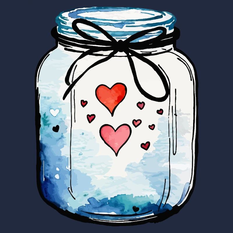 Pot plein d'aquarelles de coeurs d'amour