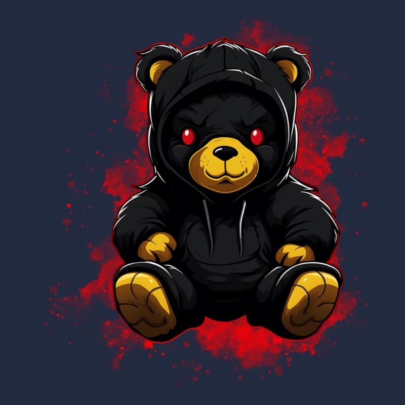 Cooler Horror Teddybär mit Kapuzenpullover Böse