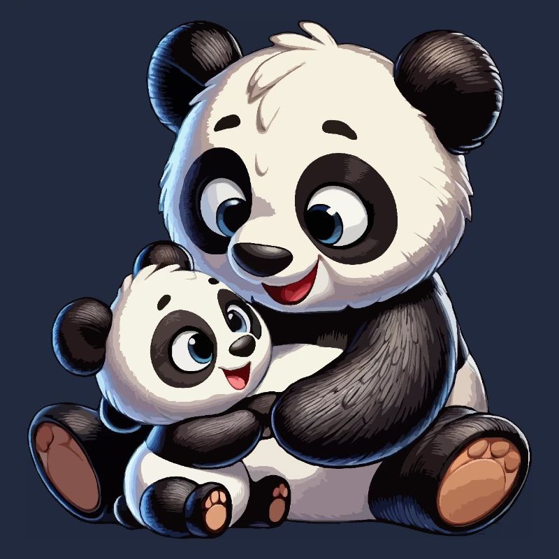 Panda-Mutter mit Kind