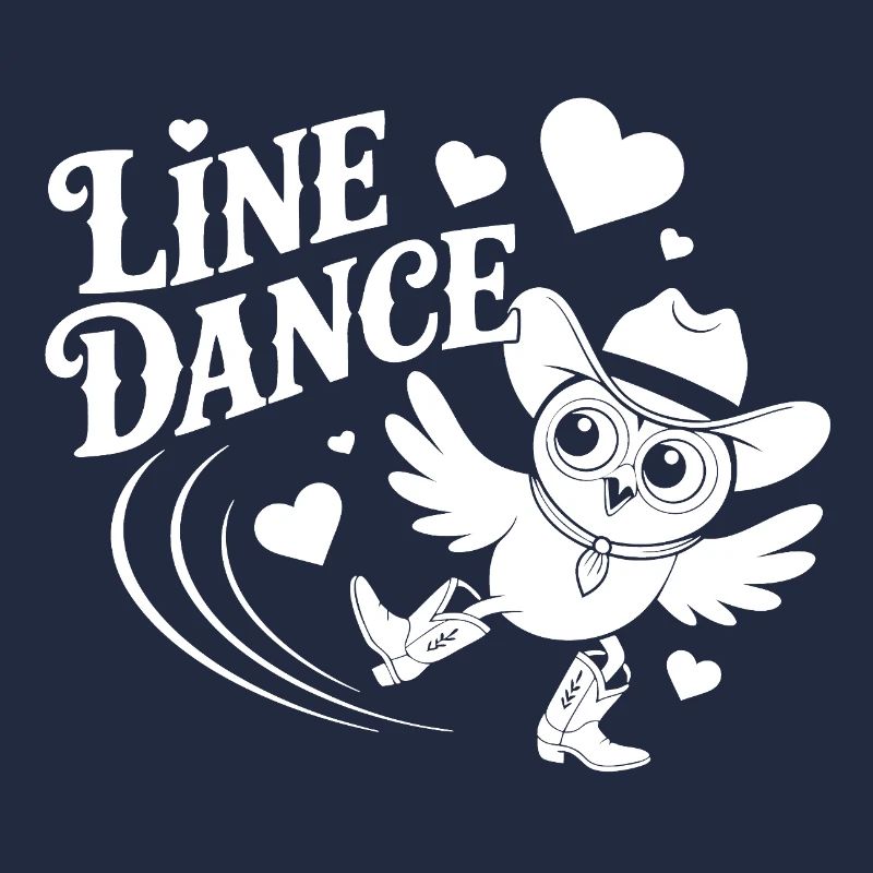 Line Dance Eule lustige Eule mit Stetson und Boots