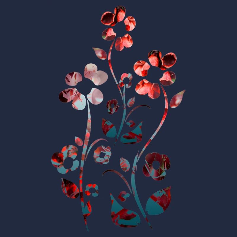 Blumen Ornament dunkel rot