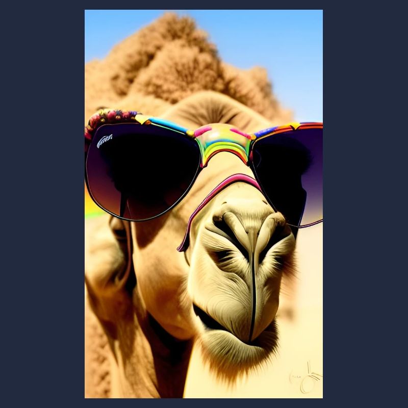 Coole Kamelurlaub Selfie Wüste Sonnenbrille Comic