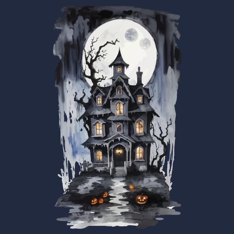 Halloween Full Moon Witch House Horror Design