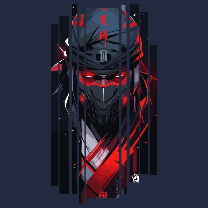 Cyborg Man Ninja Kanji Red