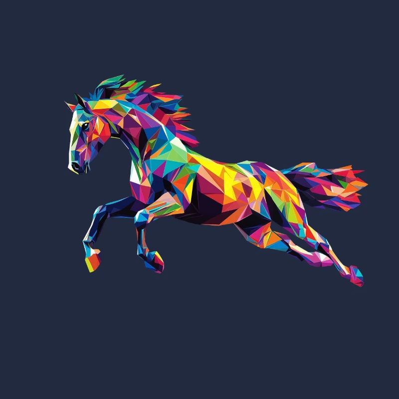 Buntes Pferd Kopf Low Poly Logo Design