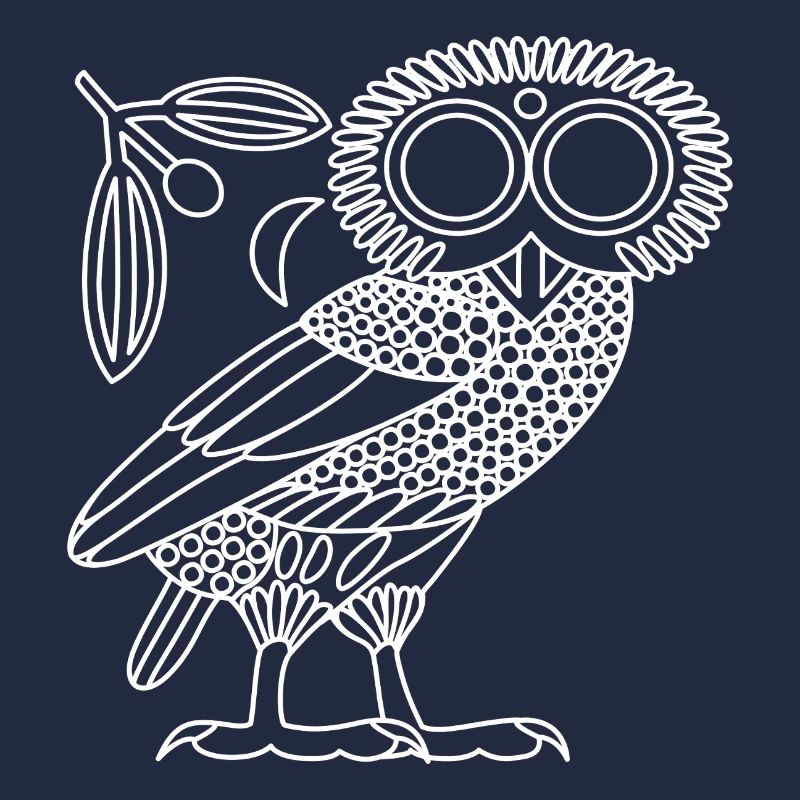 Hibou d’Athéna [Contour blanc + Couronne et croissant]