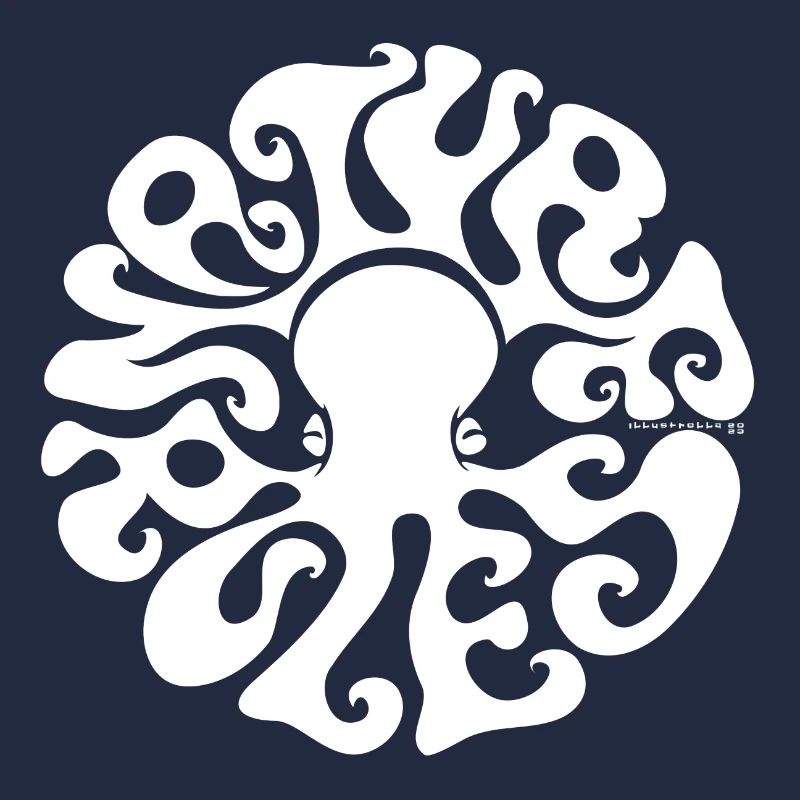 NATURE RULES! Psychedelic Octopus Sixties White