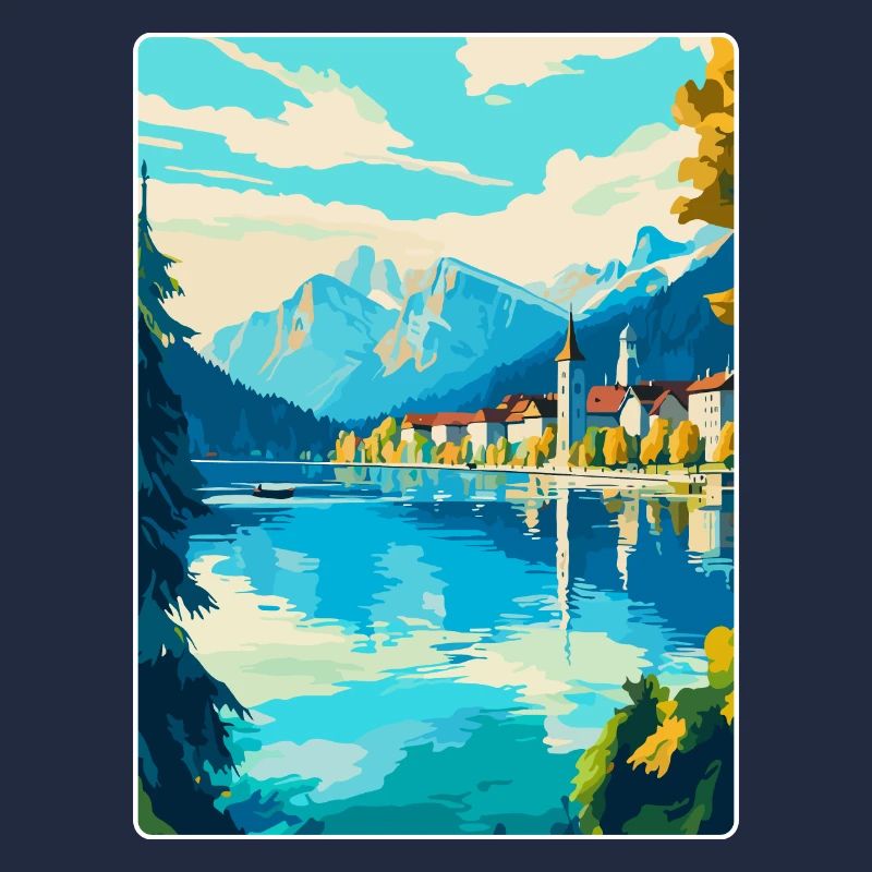 Lucerne Suisse Affiche de voyage vintage souvenir