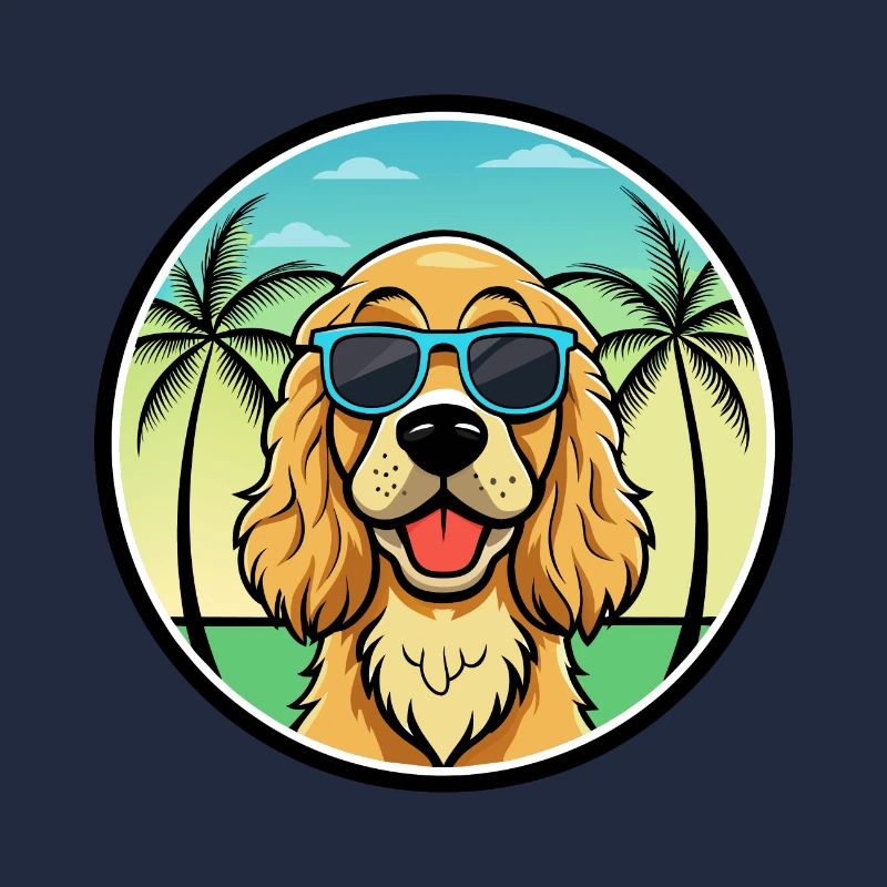 Englischer Cocker Spaniel Hunderasse Cartoon Beach