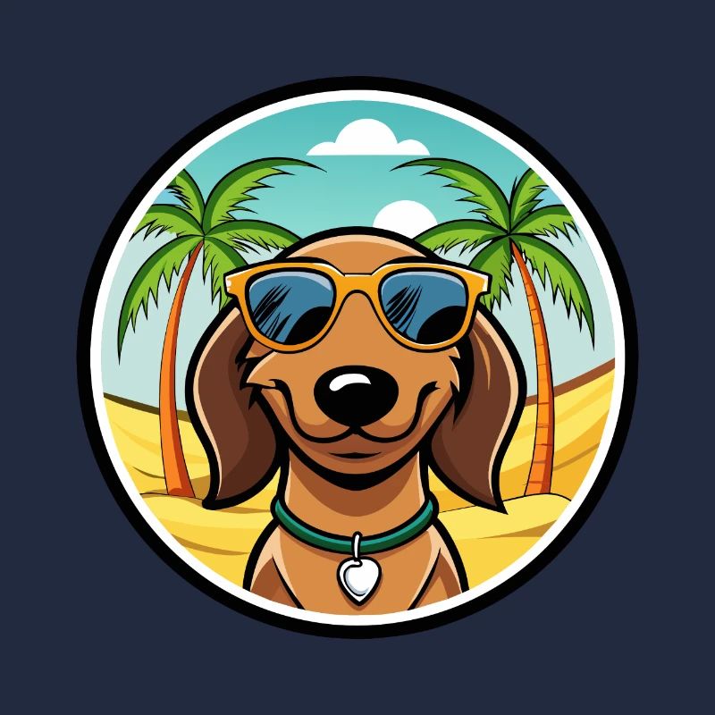 Westfälischer Dachsbracke Hunderasse Cartoon Beach