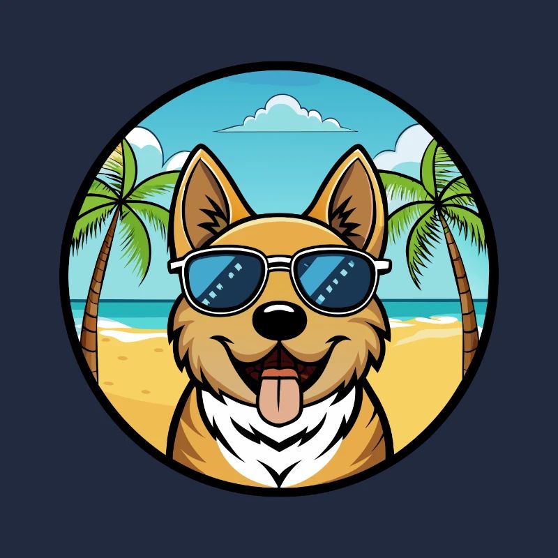 Plage de dessin animé de race de chien Ovcharka de Russie du Sud