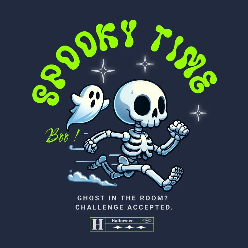 Spooky Time Ghost Skeleton Halloween