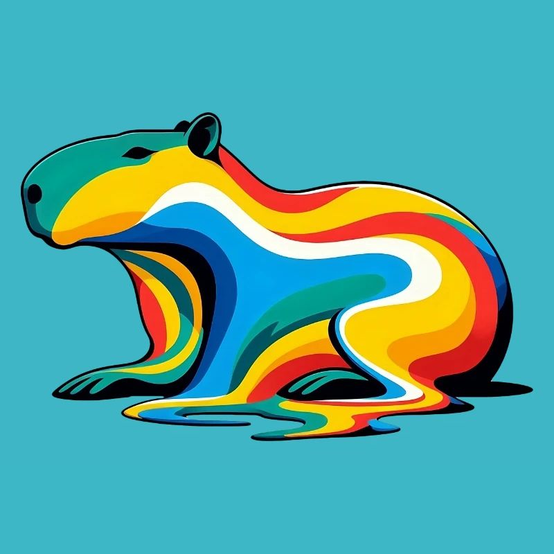 Capybara arc-en-ciel fondant