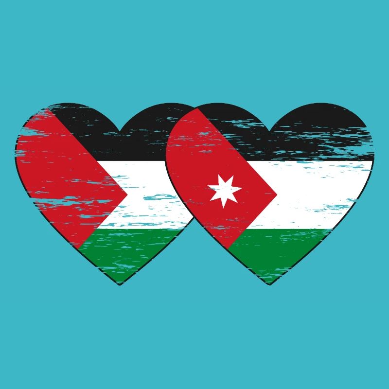 Palestine Jordanie drapeau coeur utilisé