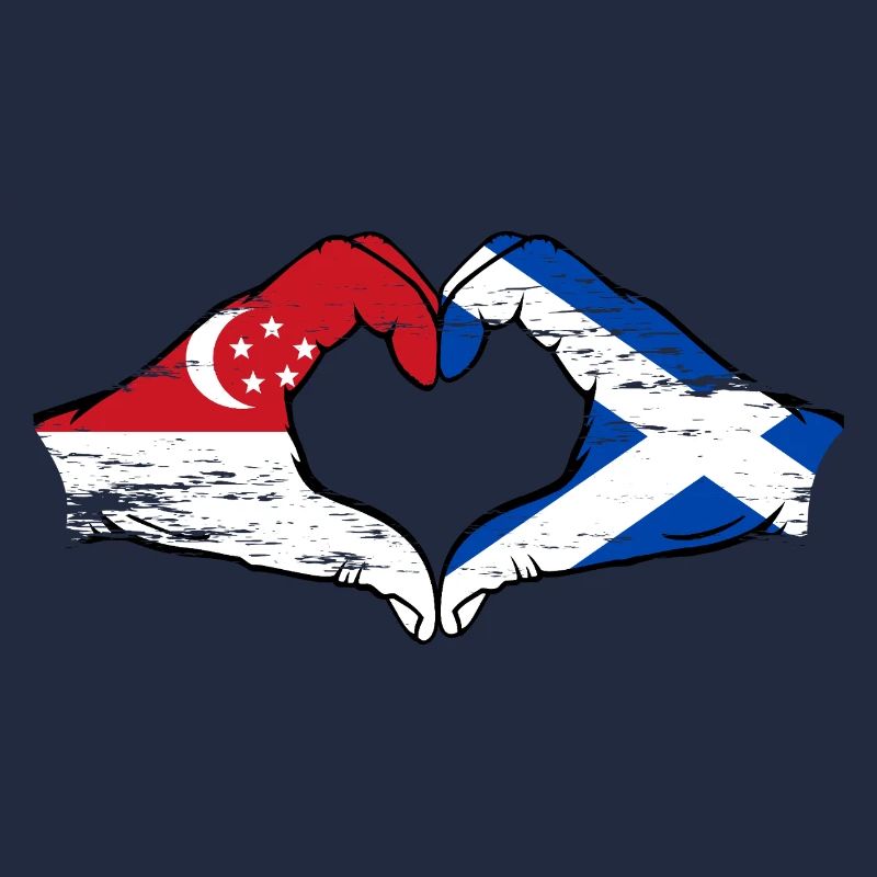 Singapour Drapeau de l’Écosse mains forme de coeur utilisé