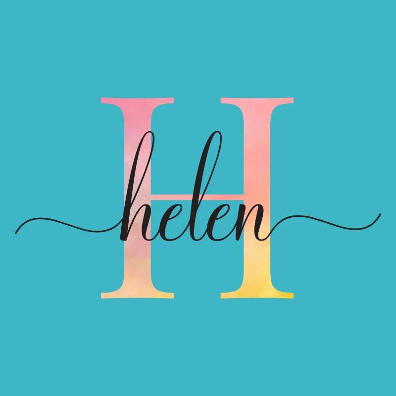 H | Monogramme | Nom | Hélène |Aquarelle