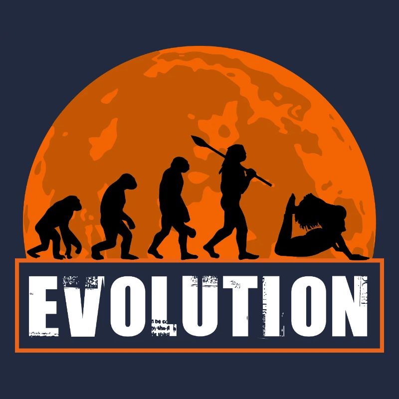 Yoga Evolution Silhouette Sunset Retro