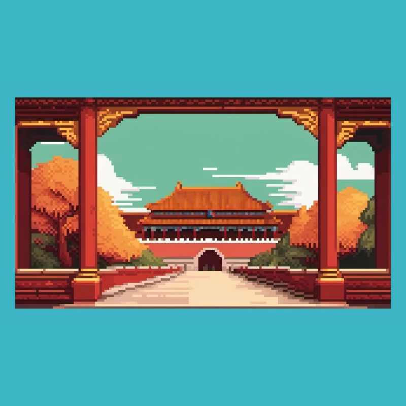 La Cité Interdite, Pékin, Chine - Pixel Art