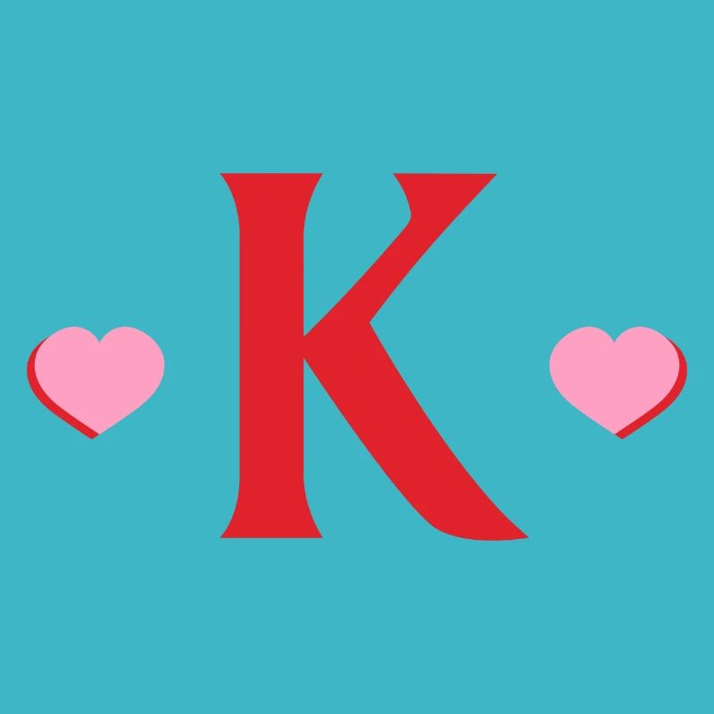 Lettre k cœurs rouges