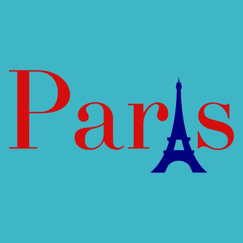 Texte rouge de Paris avec la Tour Eiffel bleue