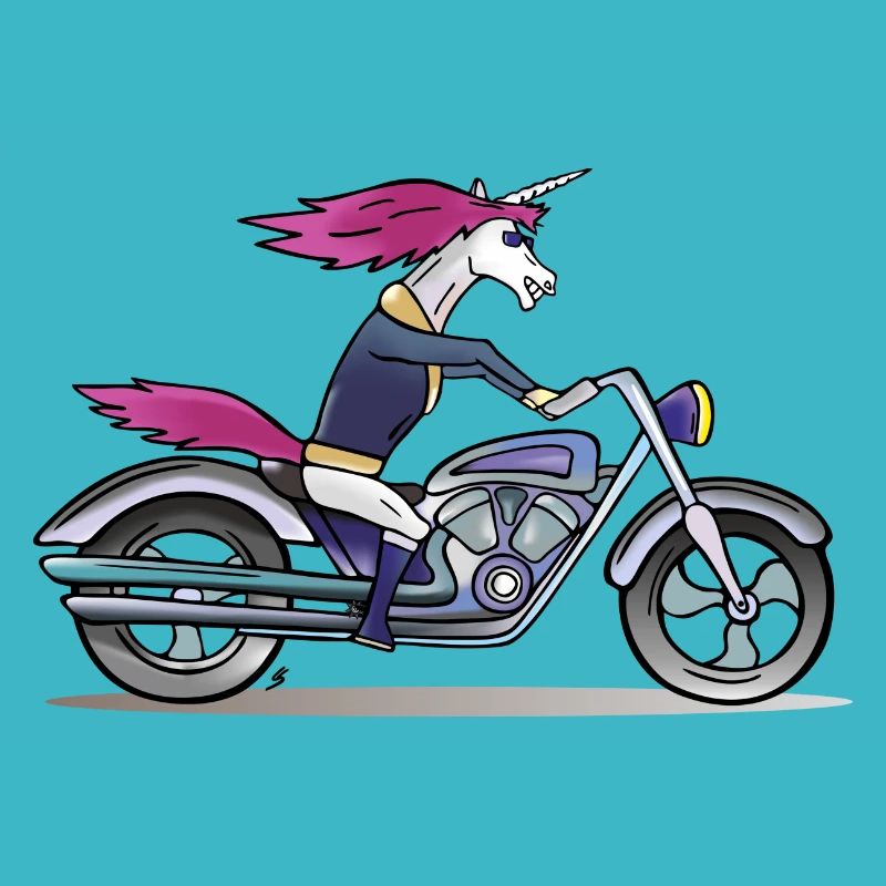 Badass Unicorn on a motorcycle